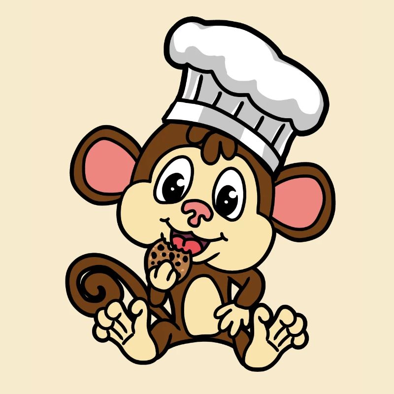 Funny little monkey with biscuit little baecker