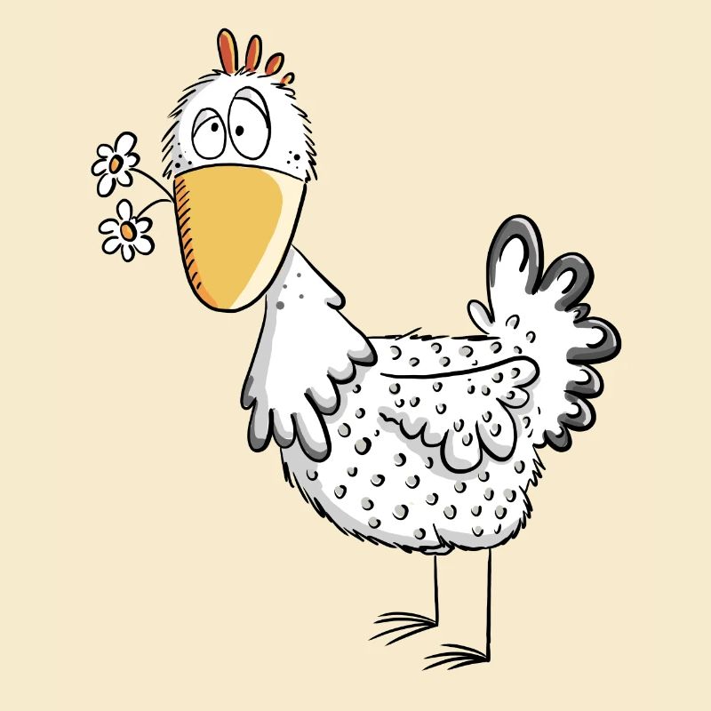 Happy Henne mit Gänseblümchen I Huhn Comic Design