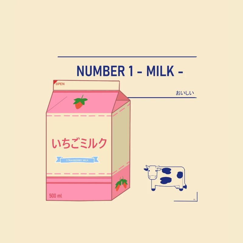 Japanisches Erdbeermilch-Ziegel-Design