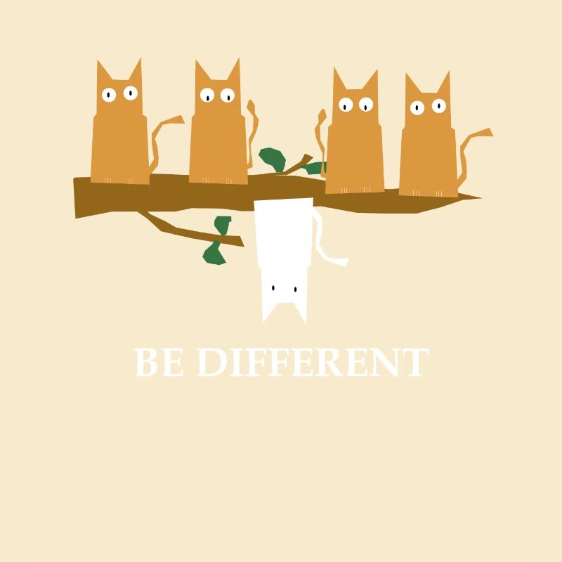 Be Different Funny Cats TShirt white cat