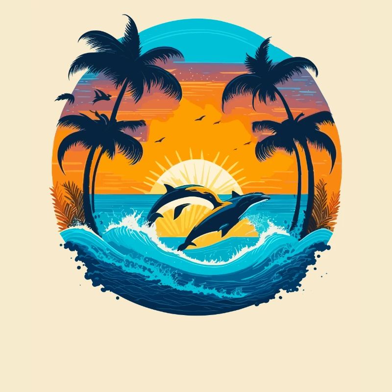 Coucher de soleil avec les dauphins