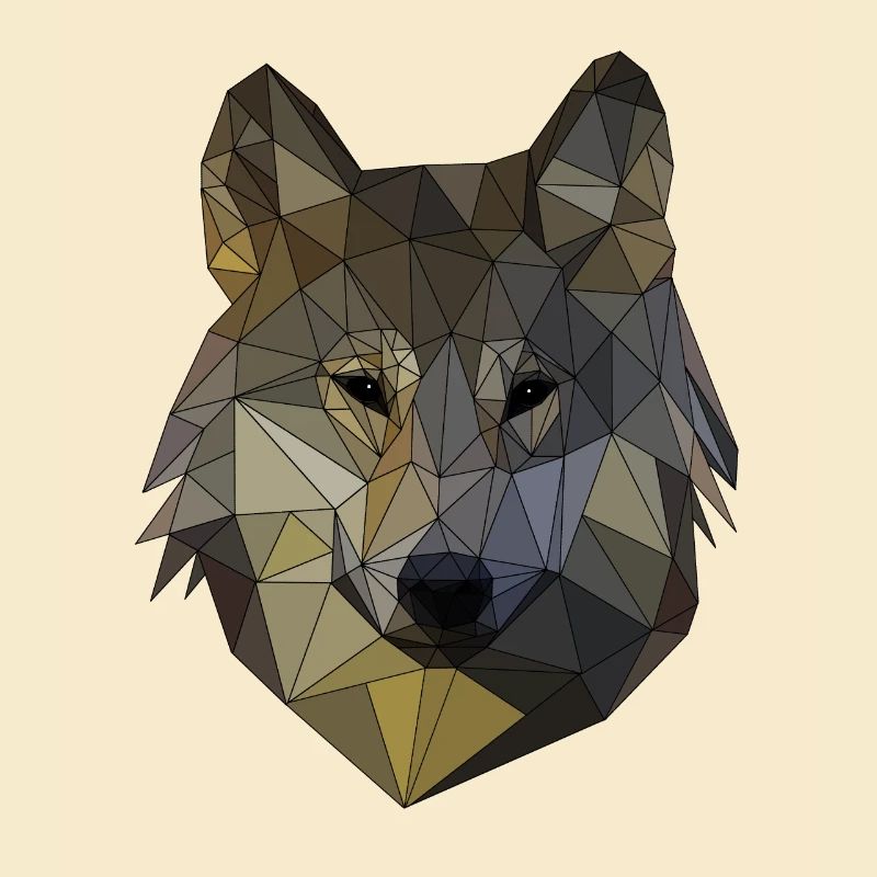 Polygon Wolf Triangular Mosaic Shapes Polyart
