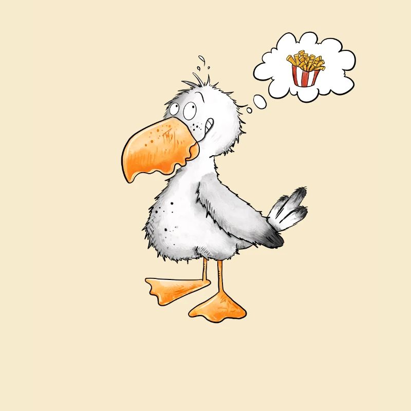 Möwe Will Meer Pommes