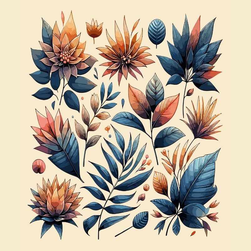 Aquarelle Blätter Boho Blättermuster
