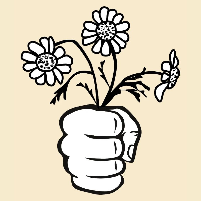 Faust/Hand mit Blumenstrauß