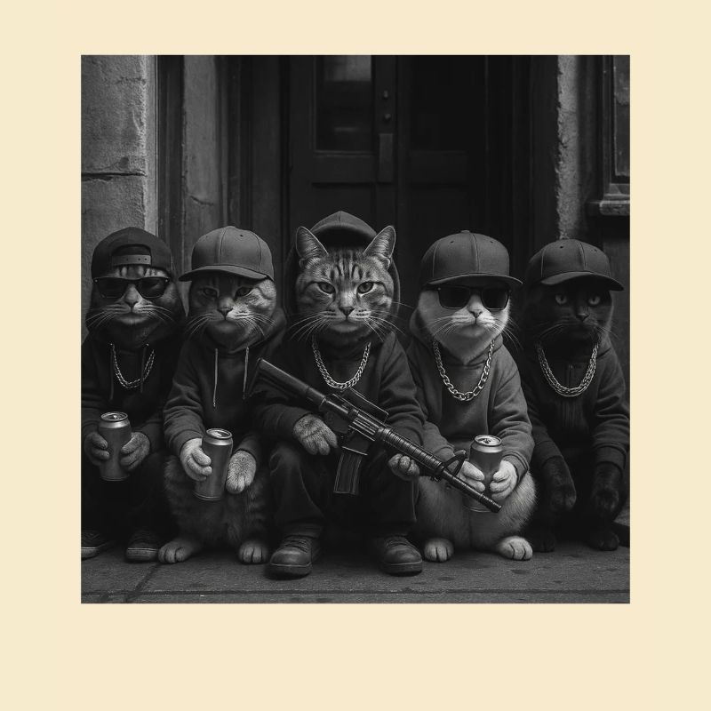 Conception de rue de chats gangsters amusants