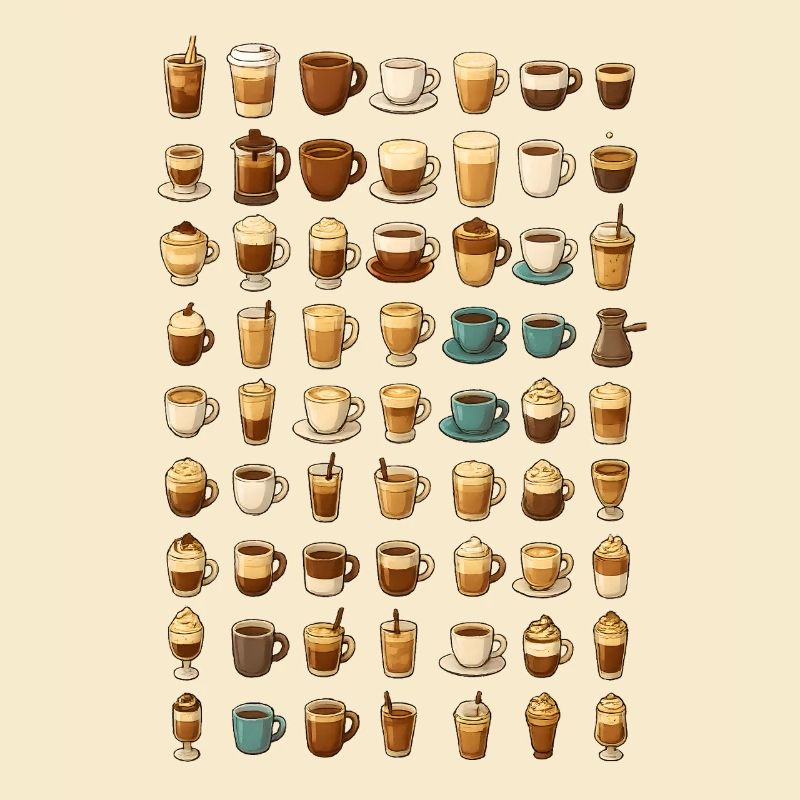 Various coffee drinks illustration