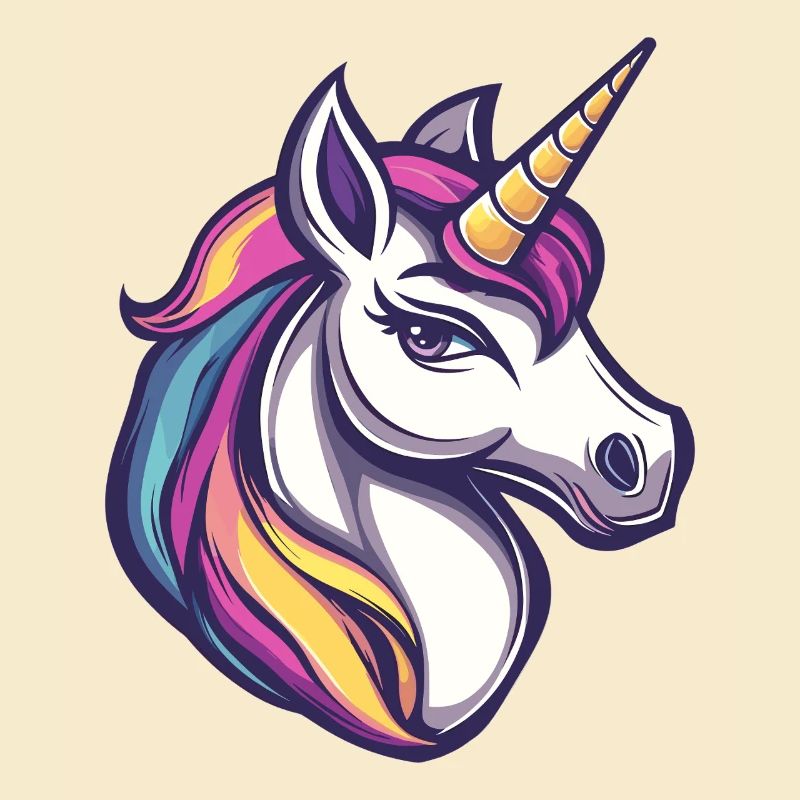 Illustration de tête de licorne colorée
