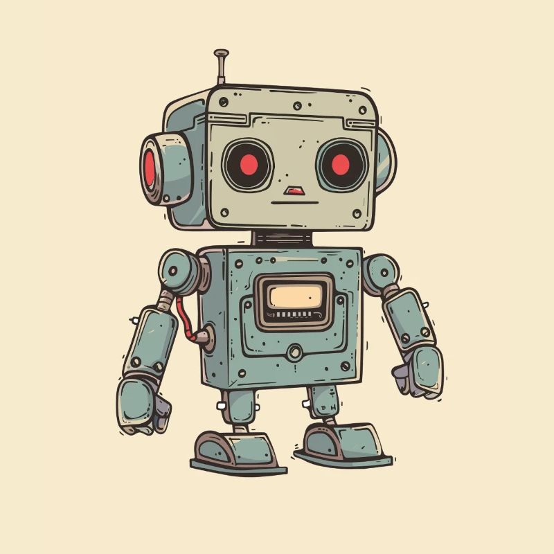Retro Robot Illustration for Tech Enthusiasts