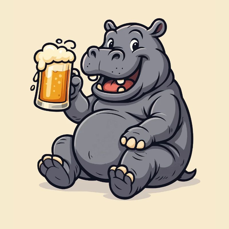 Nilpferd mit Pint Bierfreude