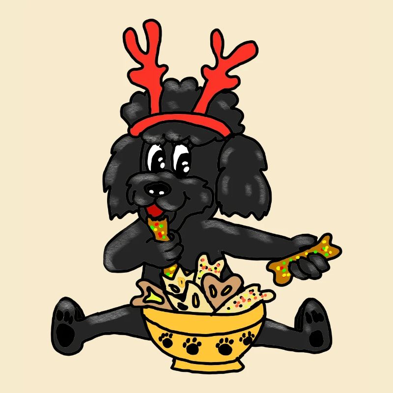 Christmas Poodle with Antlers
