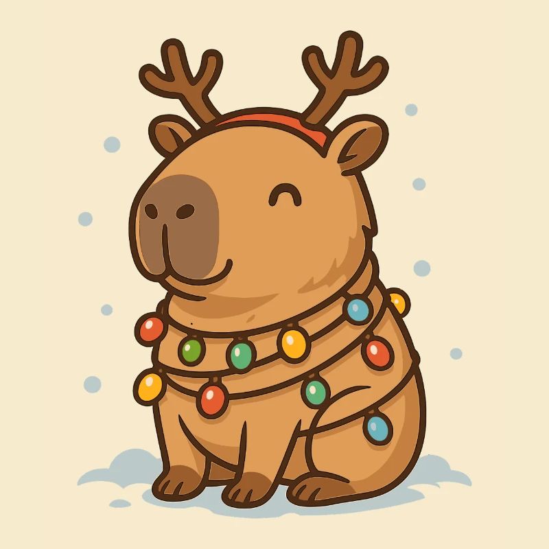 ✨ Rentier-Capybara mit Lichterkette 🎄