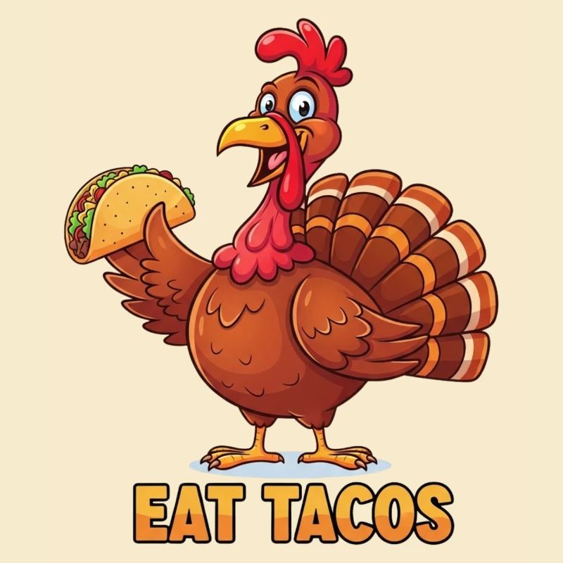 Manger des tacos Dessin animé Dinde