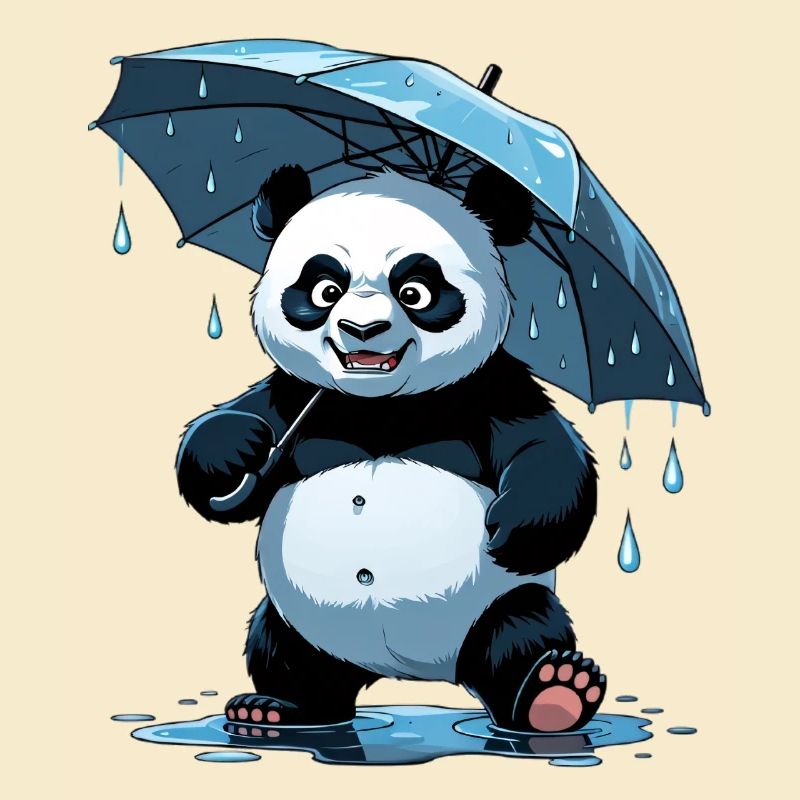 Panda Unter Regenschirm