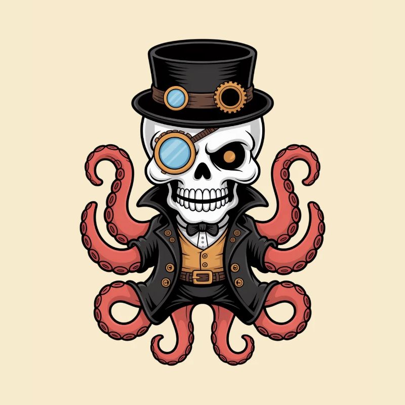 Pieuvre dans le style steampunk avec monocle