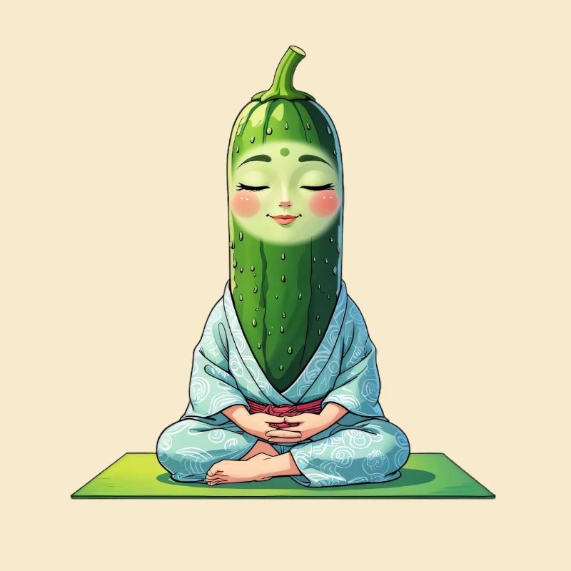 Gurkenkopf Meditationsfigur Kimono