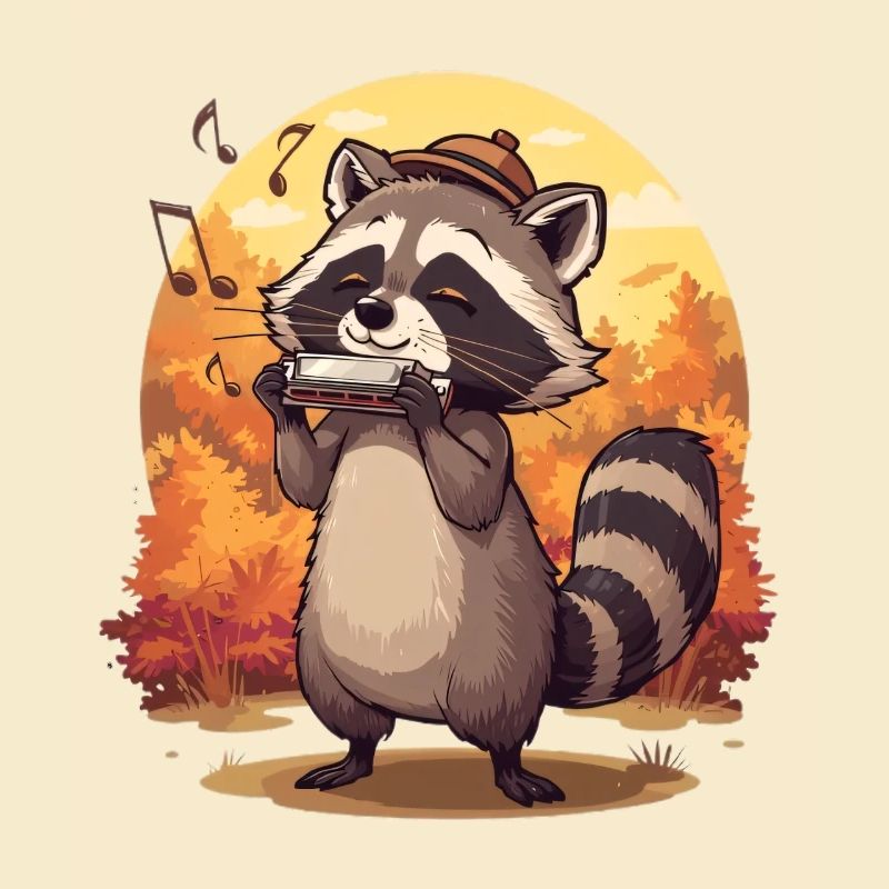 Herbstlicher Waschbärenharmonika