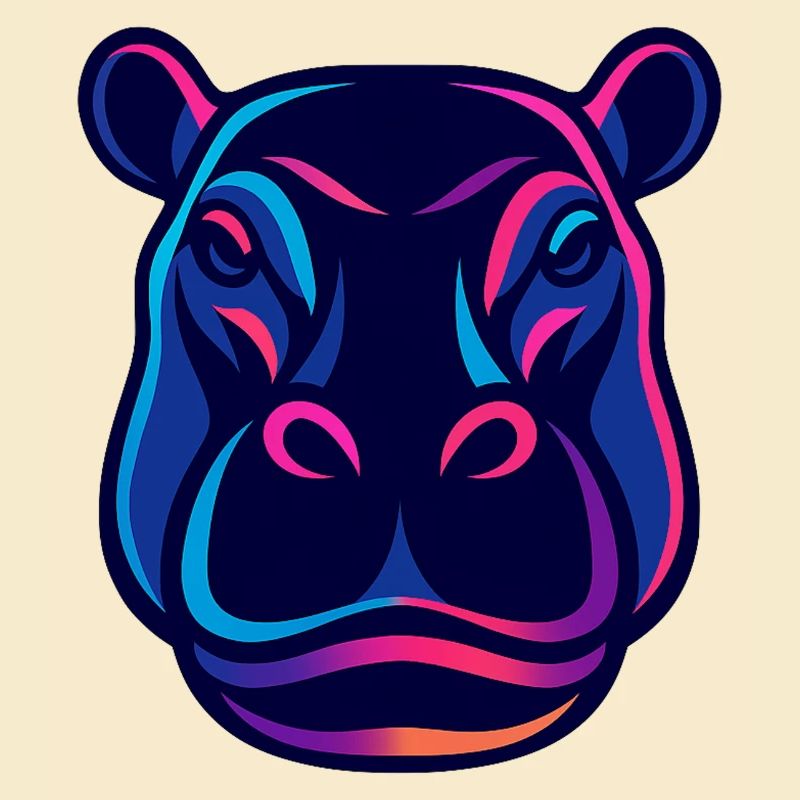 Neon Hippo Head