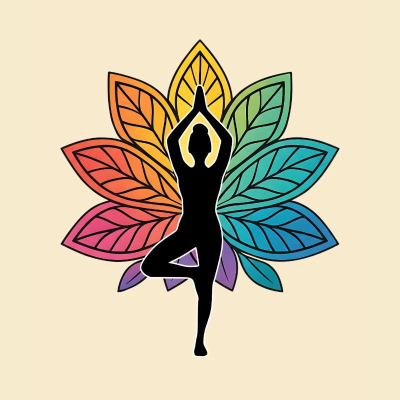 Yoga Tree Pose Silhouette con Lotus Chakra