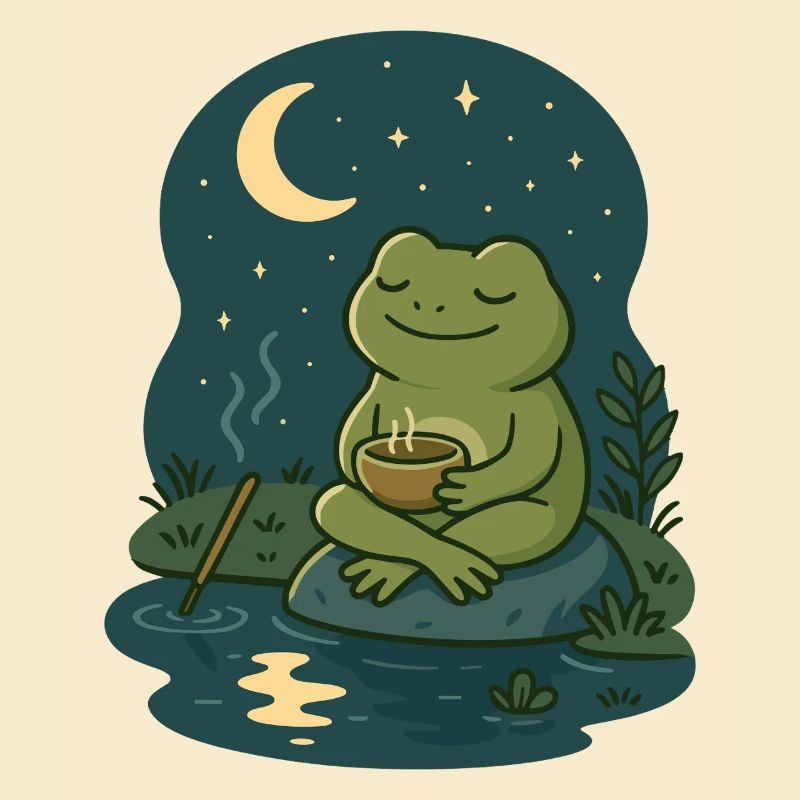 Frosch bei Mondschein – Achtsam & Cozy