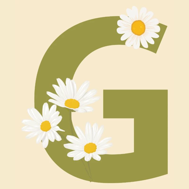Buchstabe g grüne Gänseblümchen