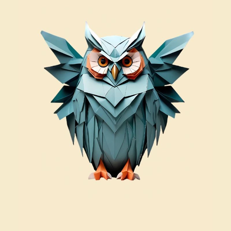 Blau Low-Poly Eule Design