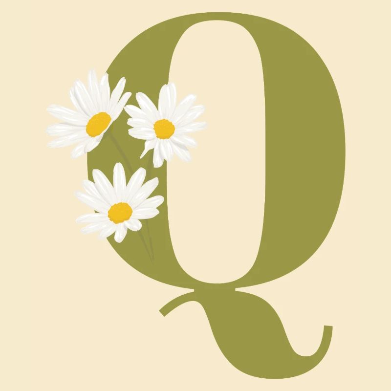 Buchstaben q grüne Gänseblümchen
