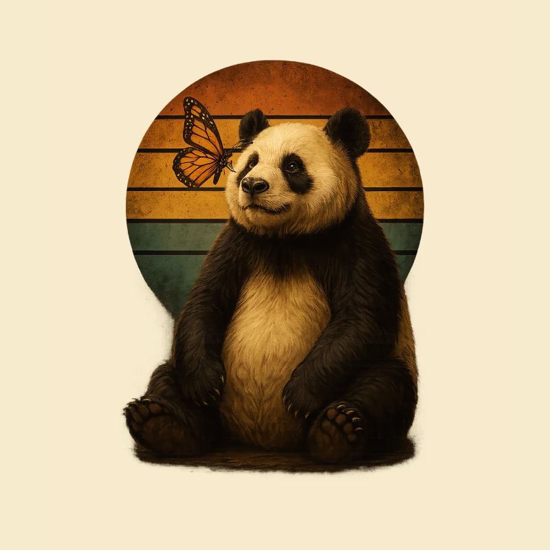 Panda Schmetterling Retro Tierfreunde