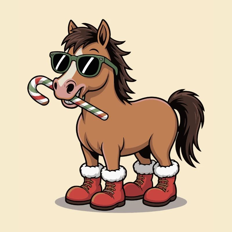 Winterpferd im Candy Cane Stil