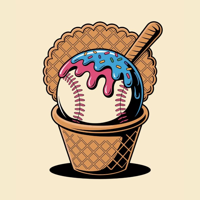 Baseball Eiscreme In Waffel Mit Schläger