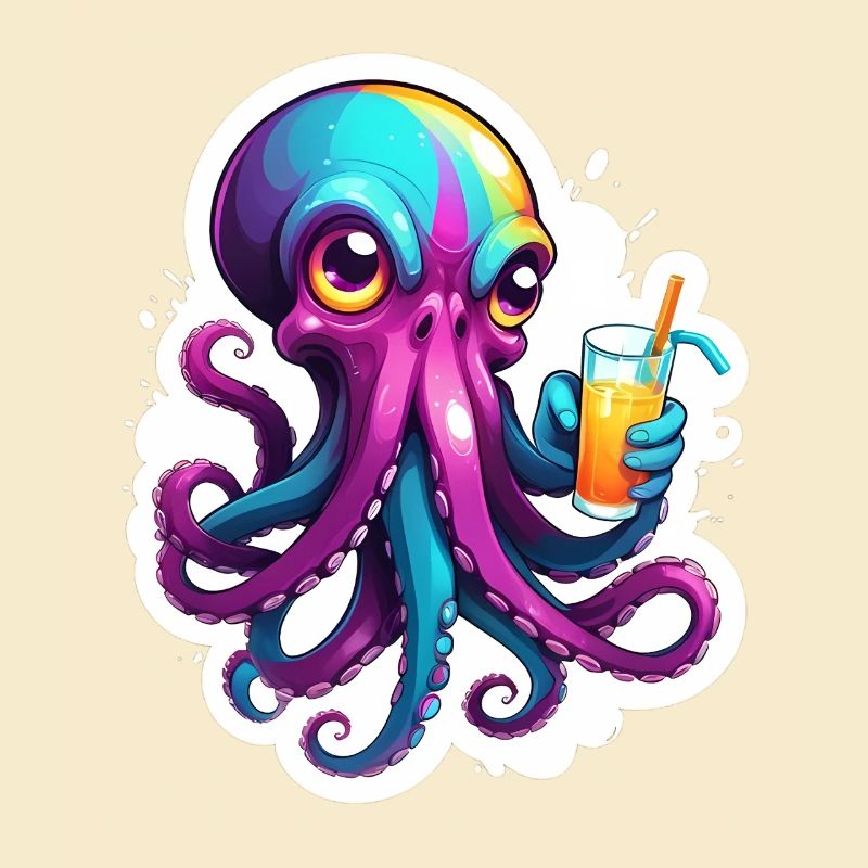 Bunter Oktopus mit Drink