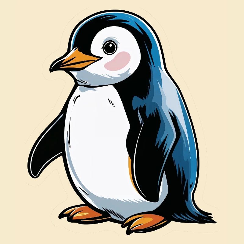 Comic Penguin Blue Tone