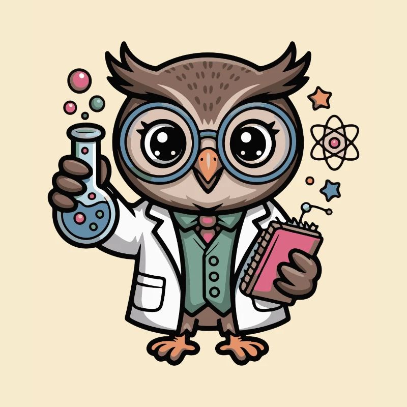 Labor-Eule als Wissenschaftler-Comic