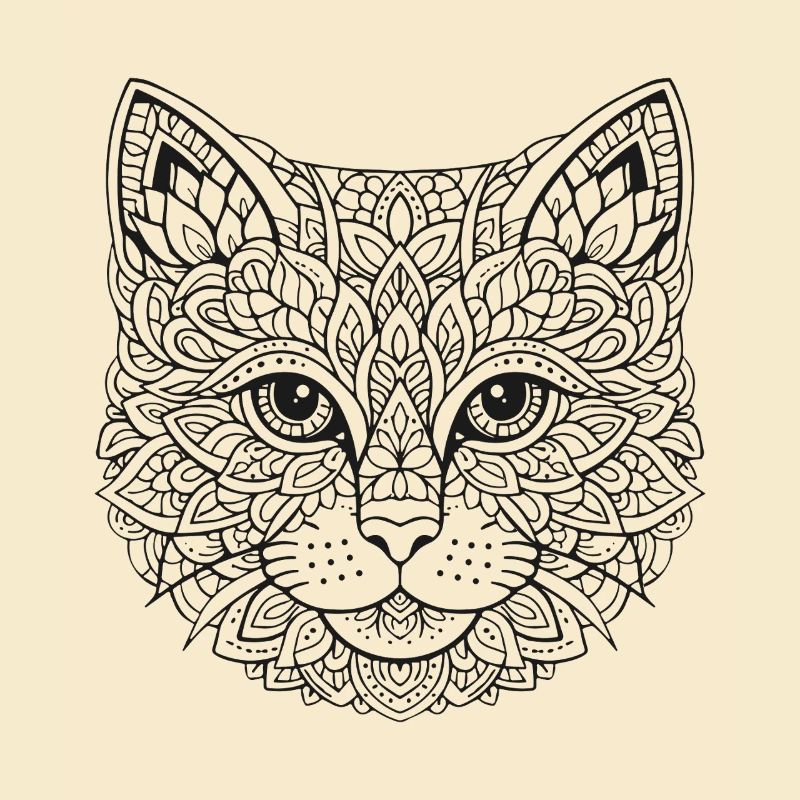 Visage de chat de Mandala