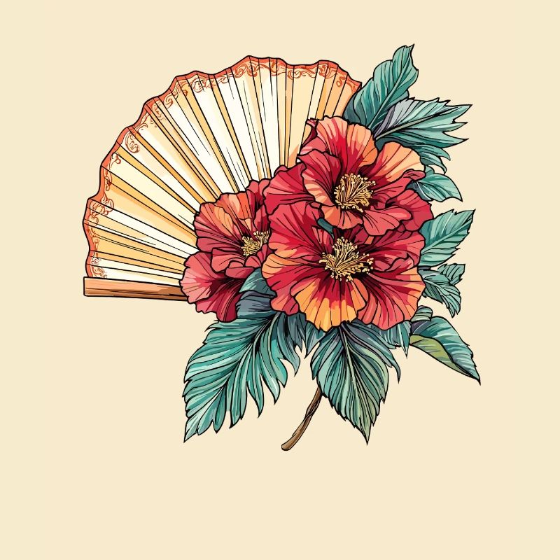 Hibiskus-Fächer im Oriental-Stil