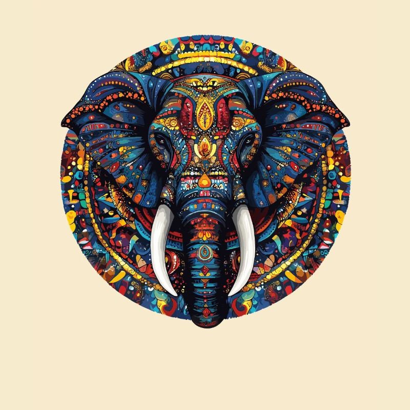 Farbenfrohe Elefanten-Mandala