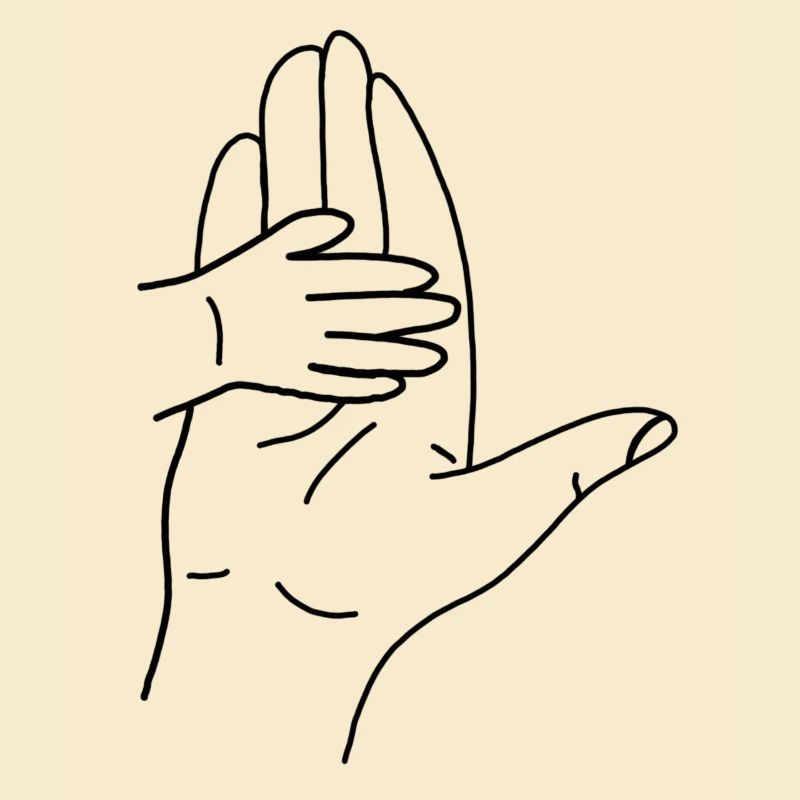 Hugging Hand Silhouette Line Art