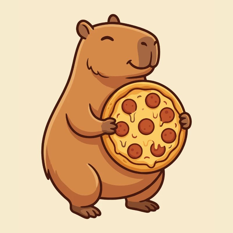 Capybara mit Pizza 