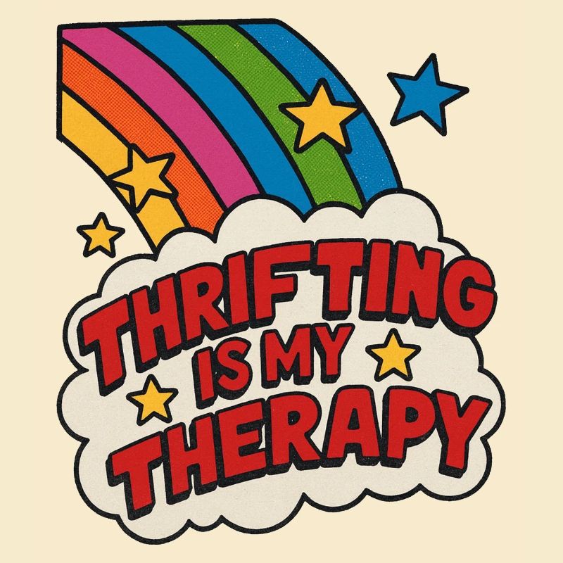 Thrifting Therapy Rainbow Sticker