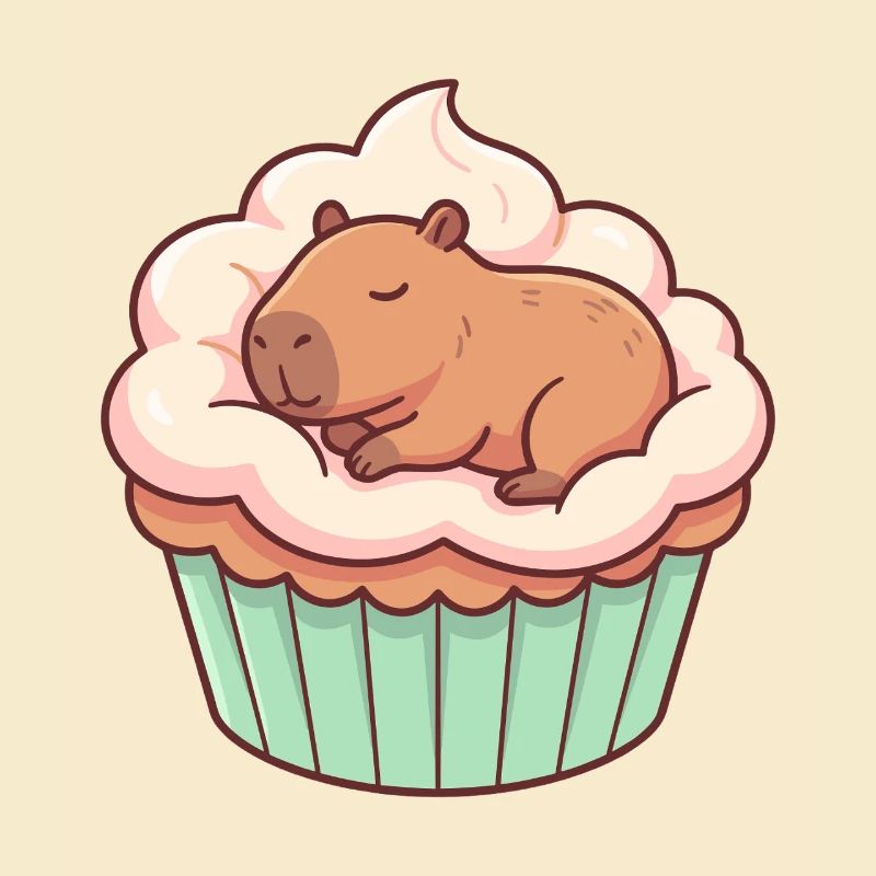 Süßes Capybara Cupcake Motiv