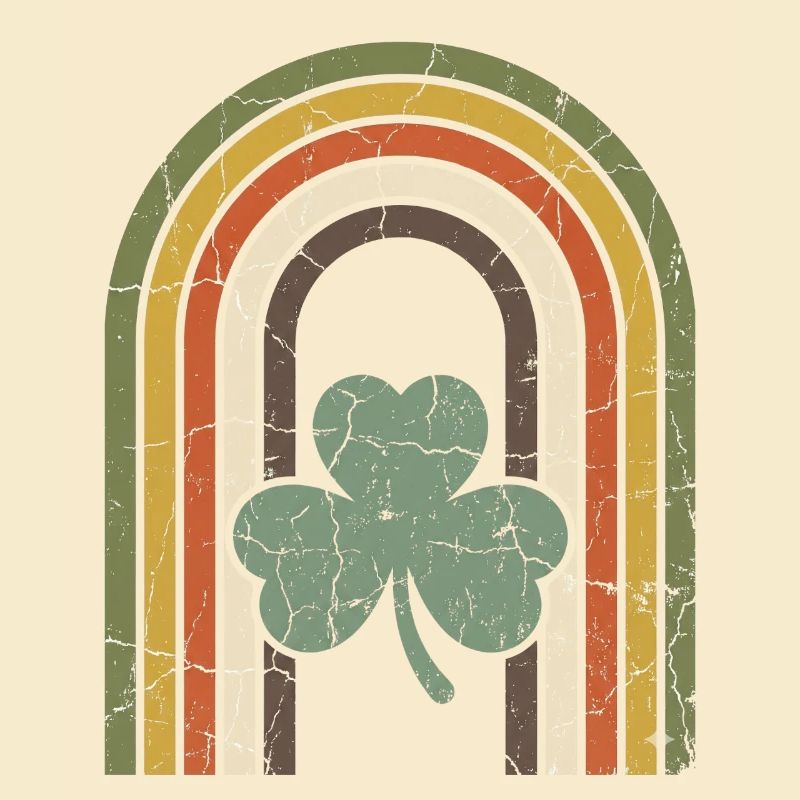 Arc-en-ciel vintage avec le trèfle de la Saint-Patrick