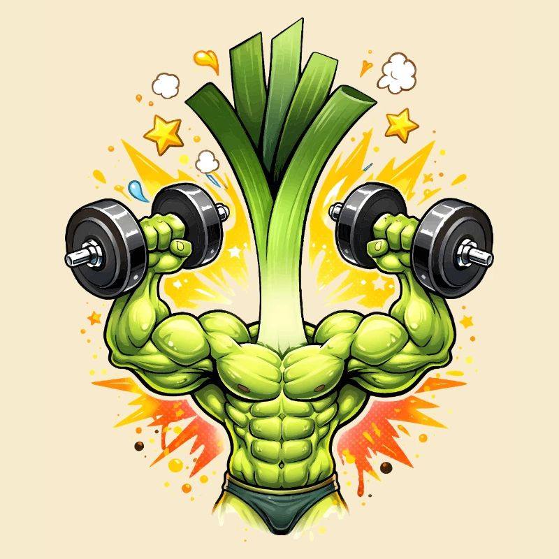 Starker Lauch Bodybuilder Illustration
