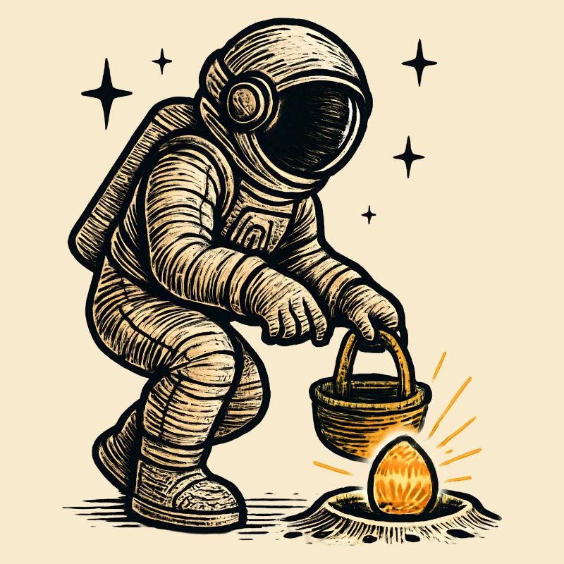 Astronaut collects easter egg