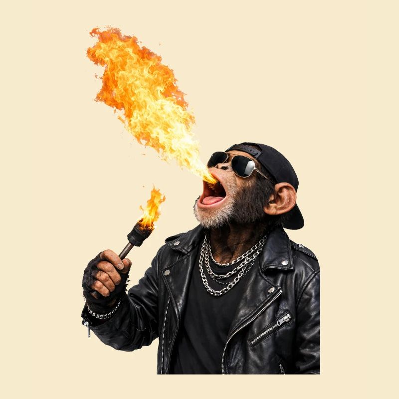 Flame Monkey Rocker Leather Jacket