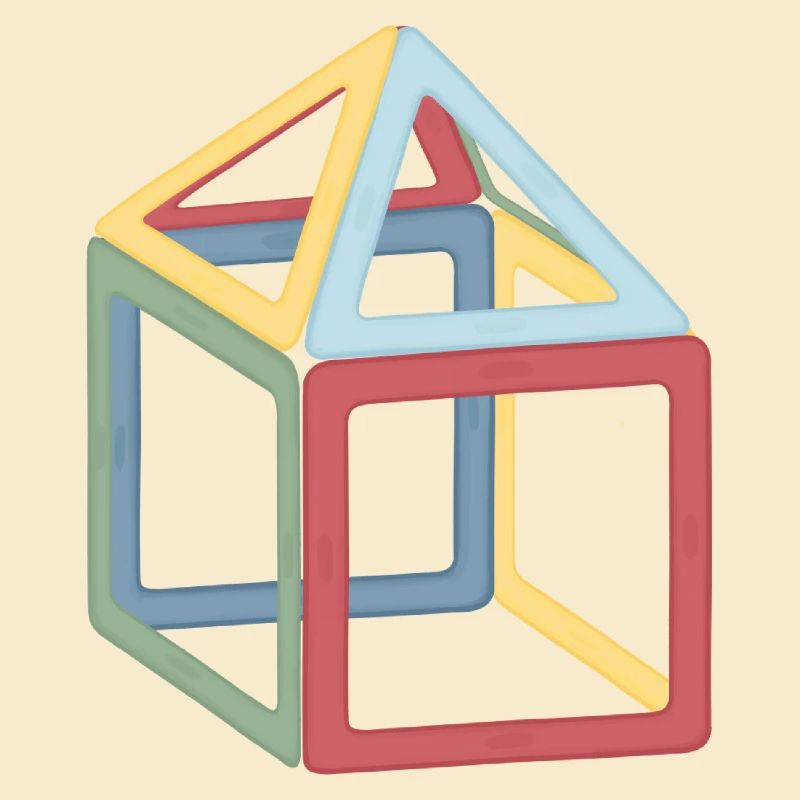 Colorful Cube Block Composition