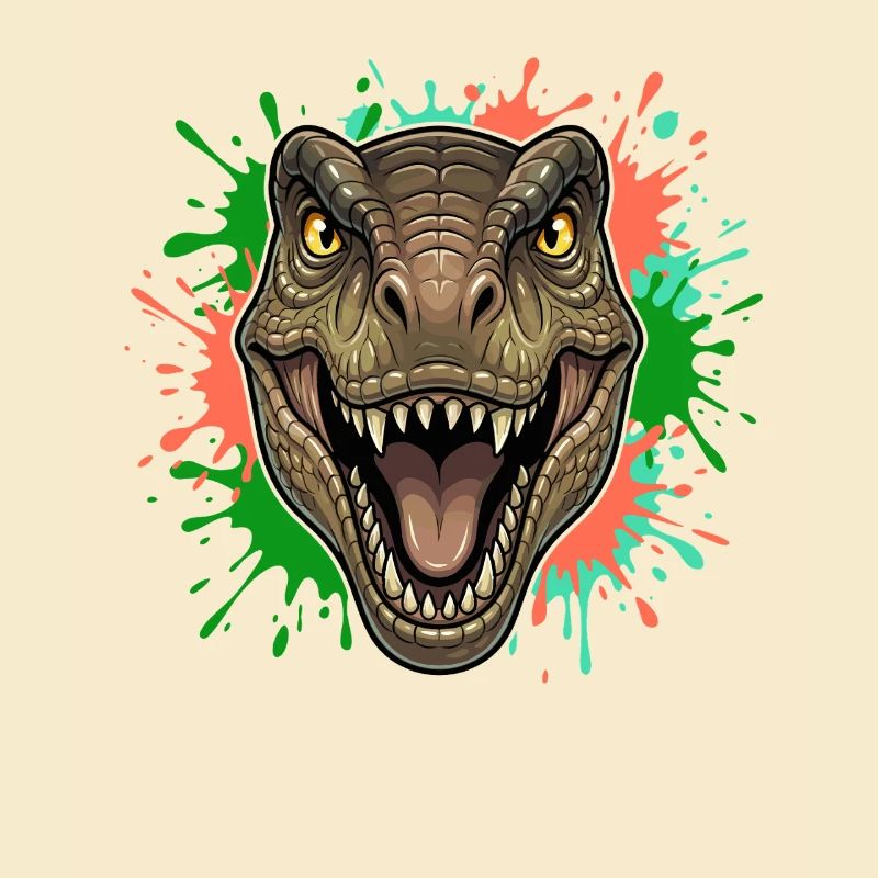 T-Rex Neon Paint Splatter Kopf