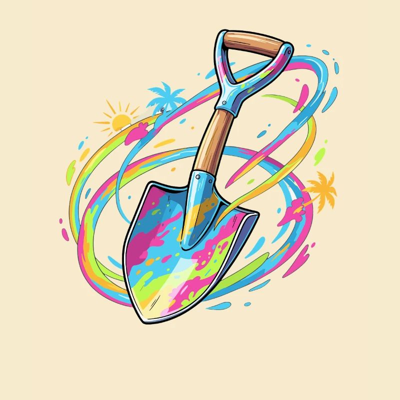 Farbexplosion Gartenschaufel Illustration