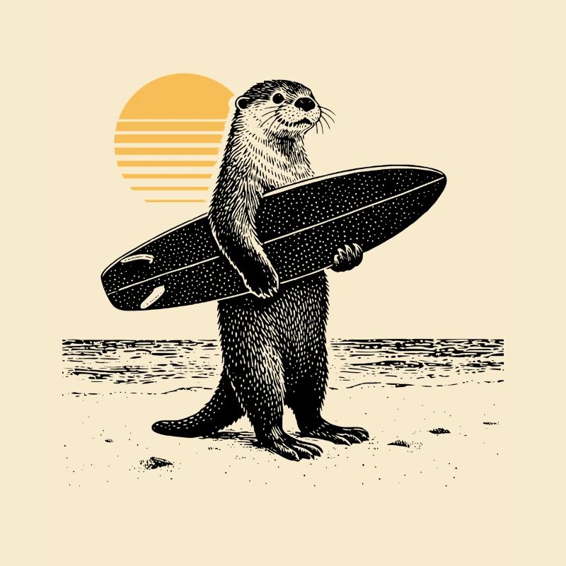 Otter mit Surfbrett