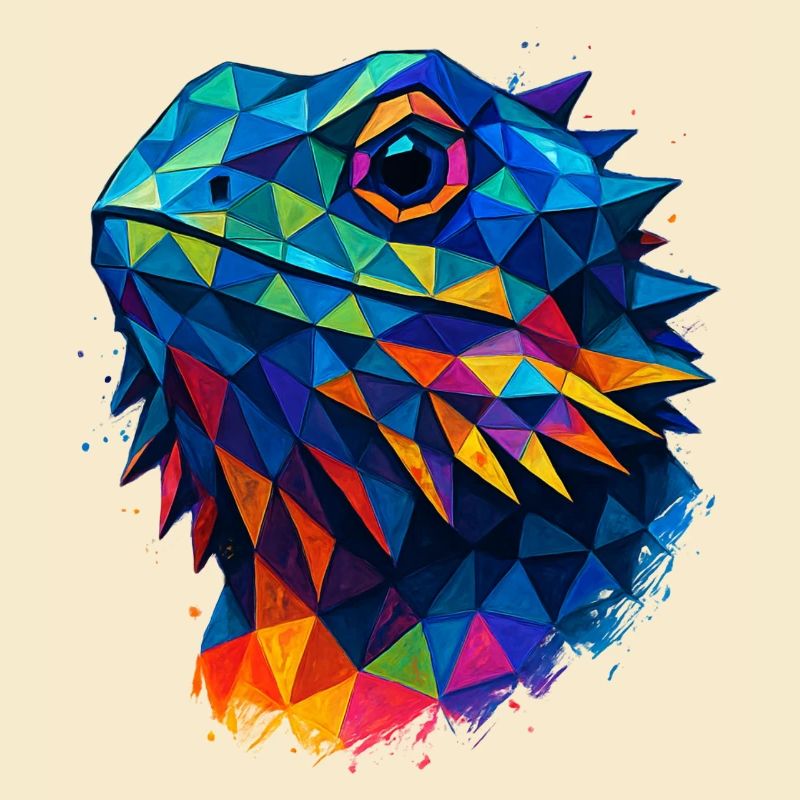 Bearded Dragon Geometric Style Low Poly Blue