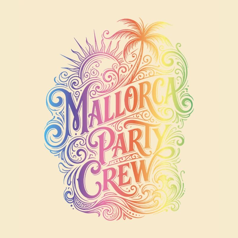 Mallorca Party Crew Bunt Spruch